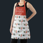 Watercolor Christmas cookie drinks candy cane Apron<br><div class="desc">A fun festive design featuring watercolor winter favourites - hot chocolate,  candy cane,  stocking. Merry Christmas in contemporary script font,  perfect to celebrate the holiday season. can be edited,  part of a collection.</div>