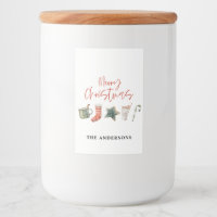 Watercolor Christmas cookie drinks candy cane