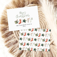 Watercolor Christmas cookie drinks candy cane