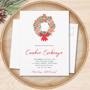 Watercolor Christmas Cookie Exchange Invitation Postcard