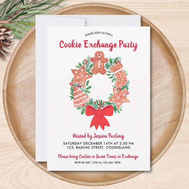 Watercolor Christmas Cookie Exchange Party Invitation (Creator Uploaded)