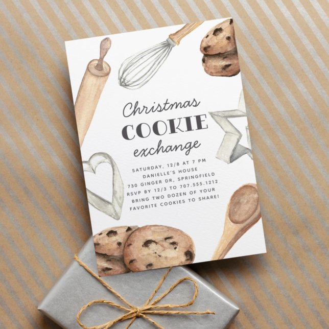 Watercolor Christmas Cookie Exchange Party Invitation (Creator Uploaded)