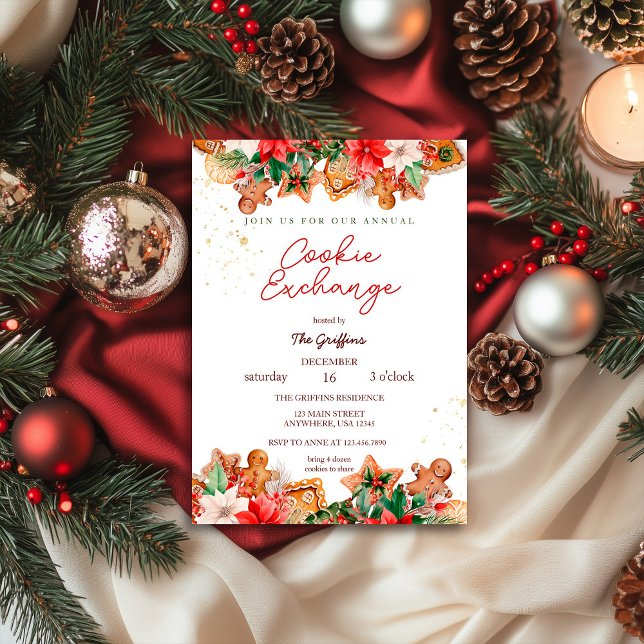 Watercolor Christmas Cookie Exhange Party Holiday Invitation (Creator Uploaded)