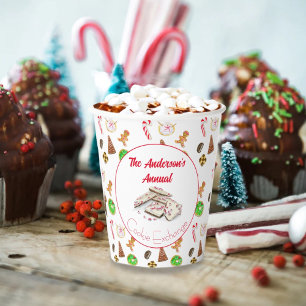 Watercolor Christmas Cookies Exchange Paper Cups