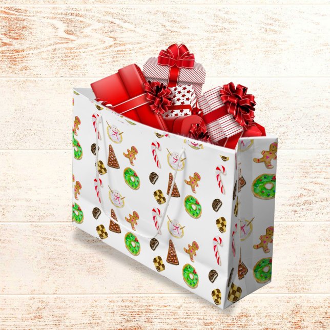 Watercolor Christmas Cookies  Large Gift Bag (Creator Uploaded)