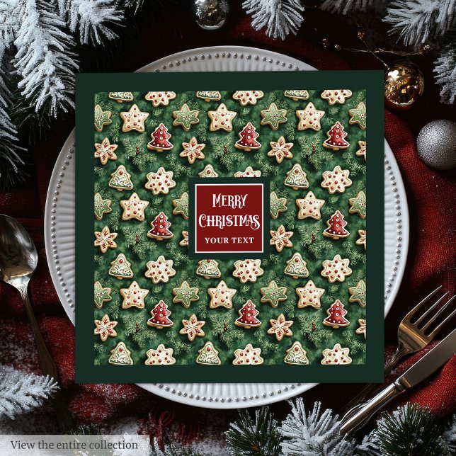 Watercolor Christmas cookies red green napkins (Watercolor Christmas cookies red green napkins)