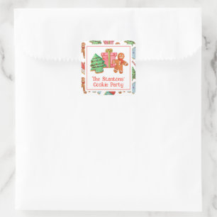 Watercolor Christmas Cookies Square Sticker