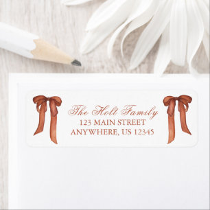 Watercolor Christmas Copper Bow Return Address