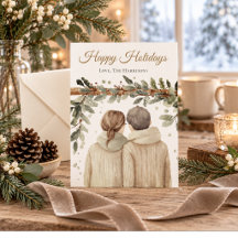 Watercolor Christmas Couple Holiday Card