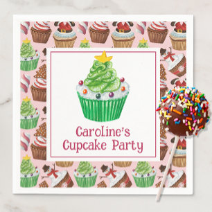 Watercolor Christmas Cupcakes Napkin