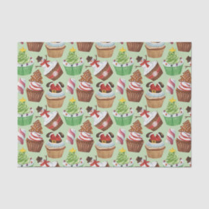 Watercolor Christmas Cupcakes Tissue Paper