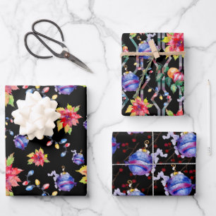 Watercolor Christmas Designs Wrapping Paper Sheet