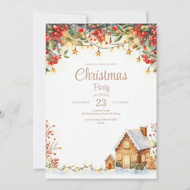 Watercolor Christmas Dinner Invitation (Front)