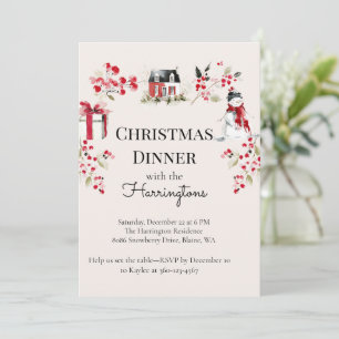 Watercolor Christmas Dinner Invitation