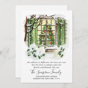 Watercolor Christmas Door  Moving Announcement