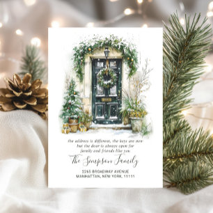 Watercolor Christmas Door Moving Announcement