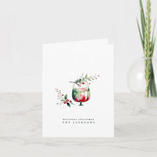Watercolor Christmas Drinks Photo Custom Holiday Card