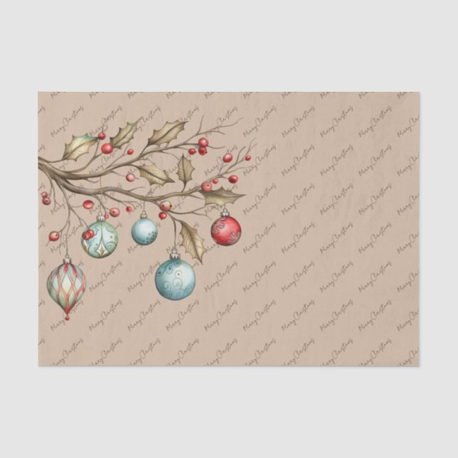 Watercolor Christmas Elegant Script   Tissue Paper (Front)