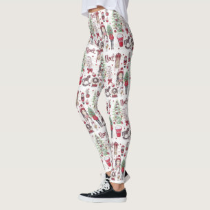 Watercolor Christmas elements Leggings