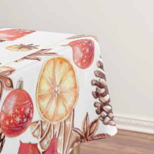 Watercolor Christmas Elements Seamless Pattern Tablecloth