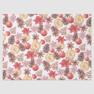 Watercolor Christmas Elements Seamless Pattern Tissue Paper