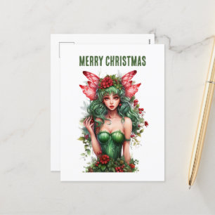 watercolor Christmas Fairy fantasy Holiday Postcard