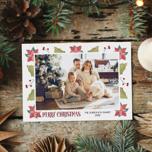 Watercolor Christmas Family Photo Holiday Card