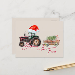 Watercolor Christmas farm animals Holiday Postcard