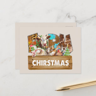 Watercolor Christmas farm animals Holiday Postcard