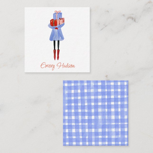 Watercolor Christmas Fashion Girl Gift Enclosure Card (Front/Back)