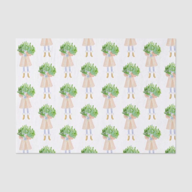 Watercolor Christmas Fashion Girl Tissue Paper (Front)