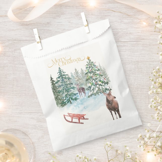 Watercolor Christmas Favor Bag (Clipped)