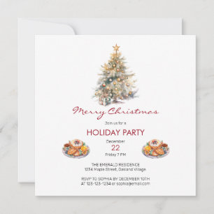 Watercolor Christmas Feast  Invitation