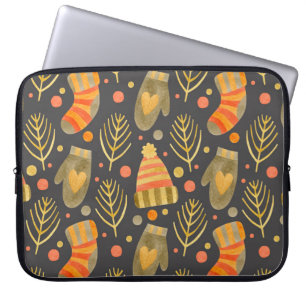 Watercolor Christmas: Festive Seamless Pattern. Laptop Sleeve
