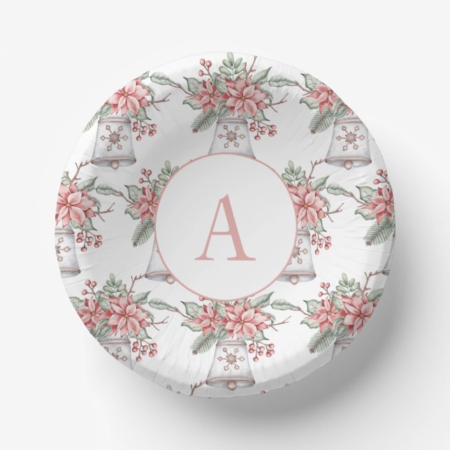 Watercolor Christmas Floral Arrangement  Paper Plate (Front)