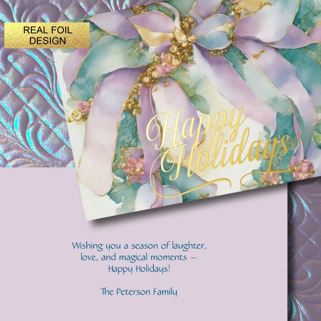 Watercolor Christmas Floral Ribbon Purple Teal (Creator Uploaded)