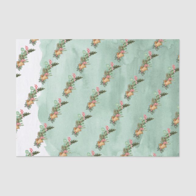 Watercolor Christmas Floral Tissue Paper (Front)