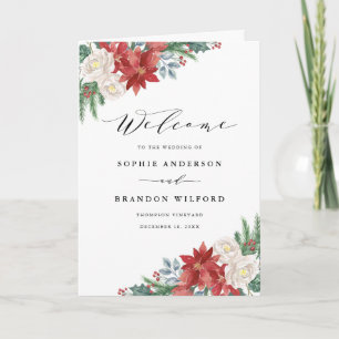 Watercolor Christmas Floral Winter Wedding Booklet Programme