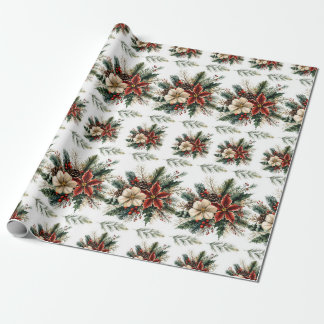 Watercolor Christmas Floral Wrapping Paper