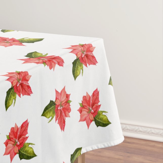 Watercolor Christmas Flowers Tablecloth (In Situ)