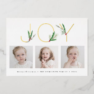 Watercolor Christmas Foliage Joy with Three Photos