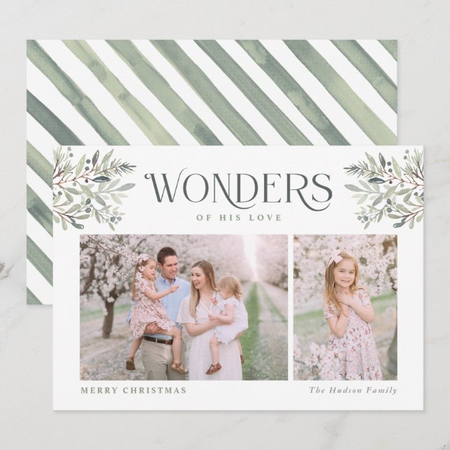 Watercolor Christmas Foliage Religious Holiday Car Card (Front/Back)