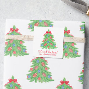 Watercolor Christmas Football Tree Gift Enclosure Card