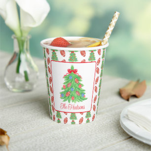Watercolor Christmas Football Tree Gift Paper Cups