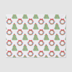 Watercolor Christmas Football Wreaths & Trees Tissue Paper
