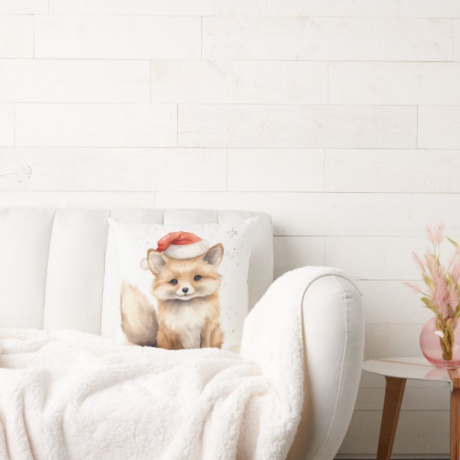 Watercolor Christmas Fox Cushion (Couch)