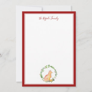 Watercolor Christmas Fox Personalised Stationery Card