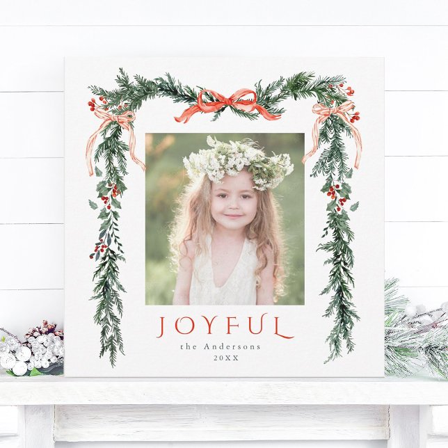 Watercolor Christmas Frame Photo Square Holiday Card (Creator Uploaded)