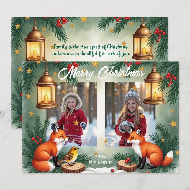 Watercolor Christmas Furry & Bright greeting card (Front/Back)