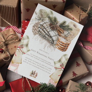 Watercolor Christmas Gift Wrapping Party Invitation